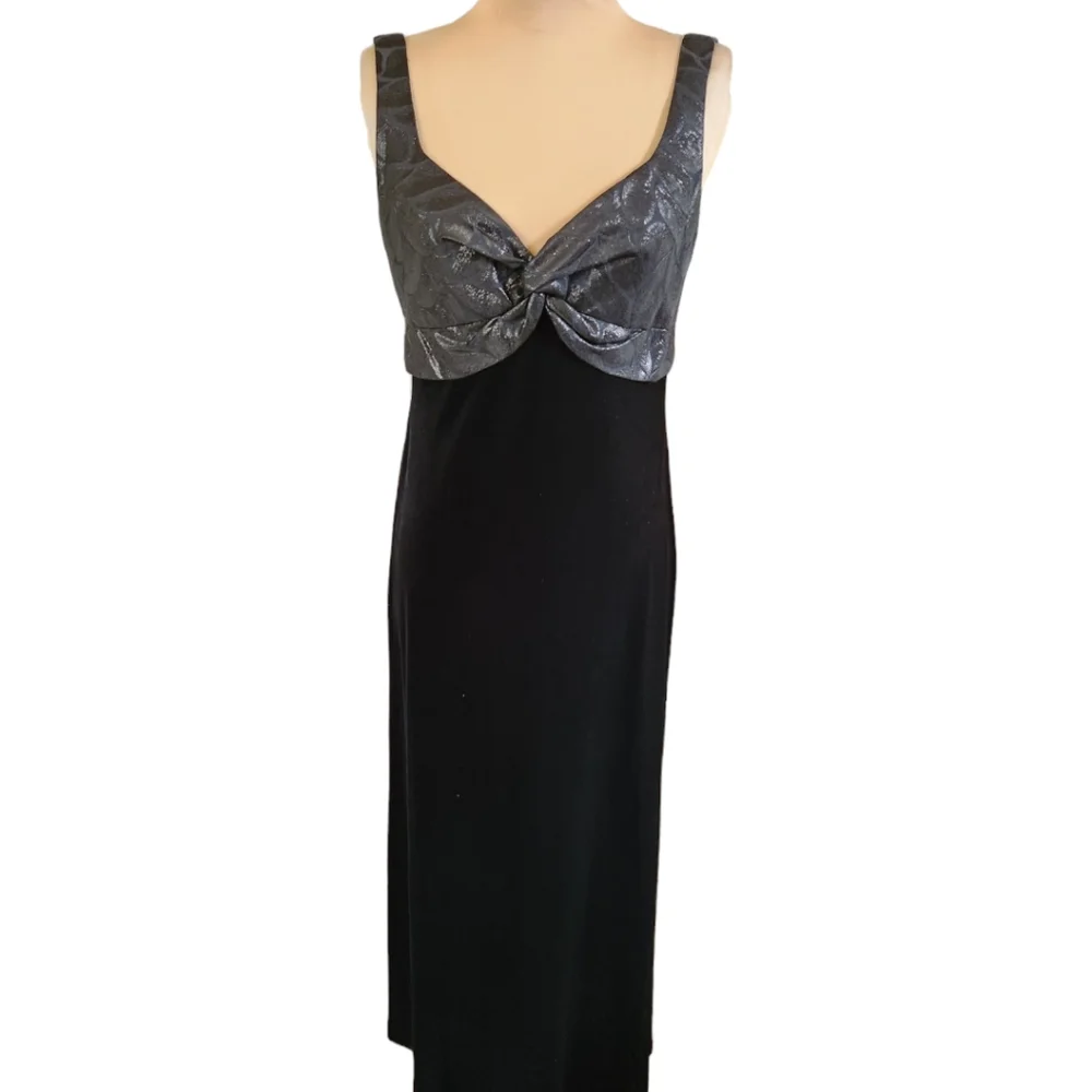 PATRA Black & Silver Velvet Jacquard Evening Gown - Size 10 - Picture 3 of 14
